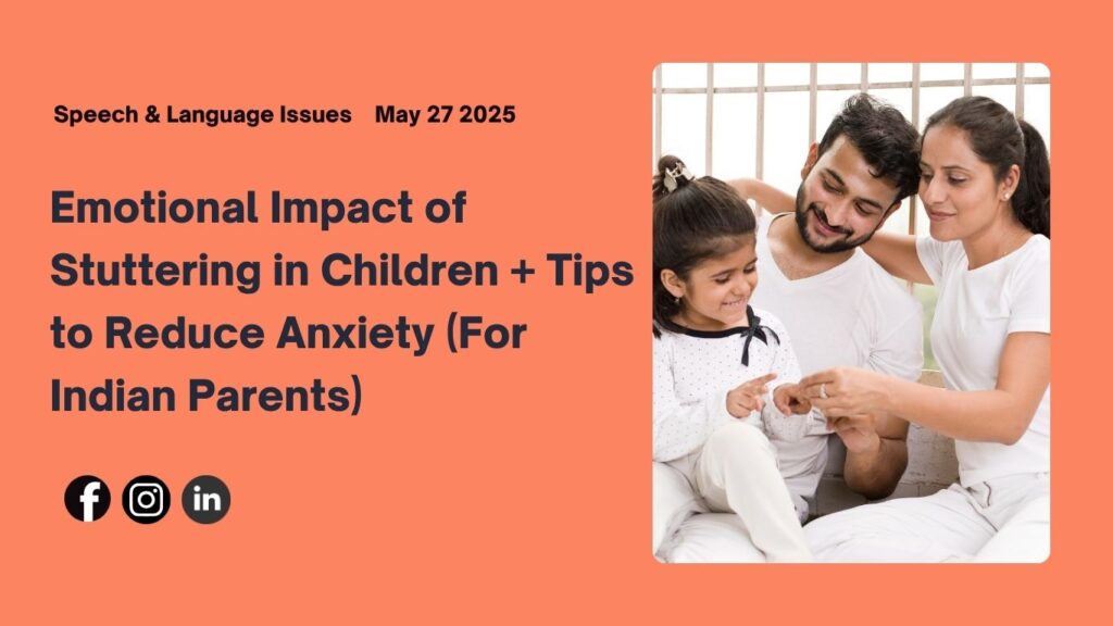 Indian parent supporting child dealing with stuttering in children