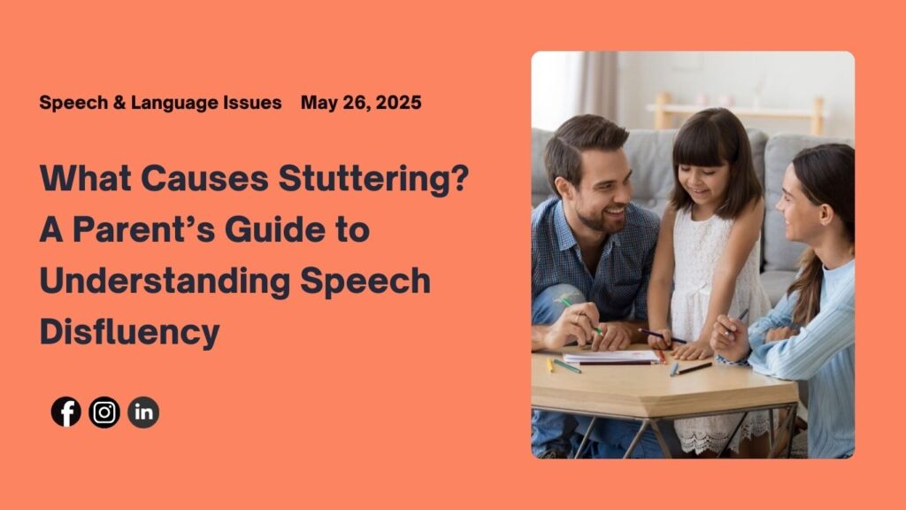 An Indian parent gently supporting a child showing early signs of stuttering in children, highlighting speech disfluency during a conversation at home.