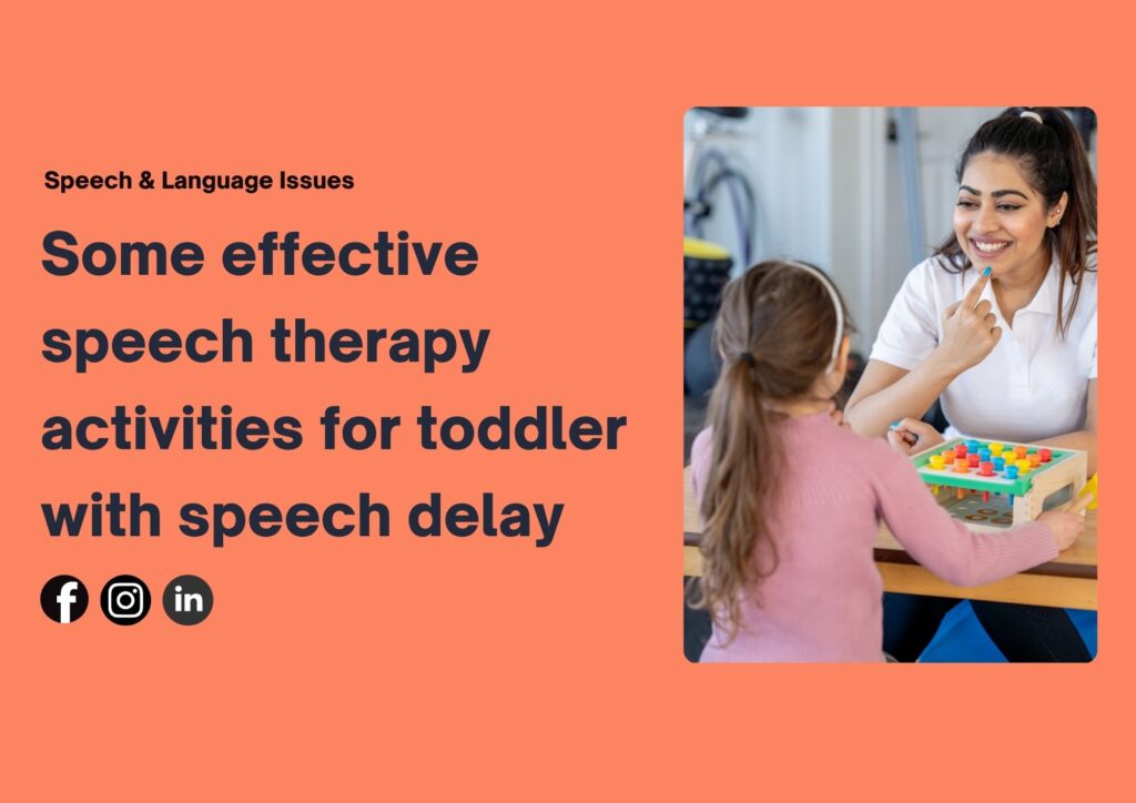 Toddler engaging in speech therapy activities with a parent