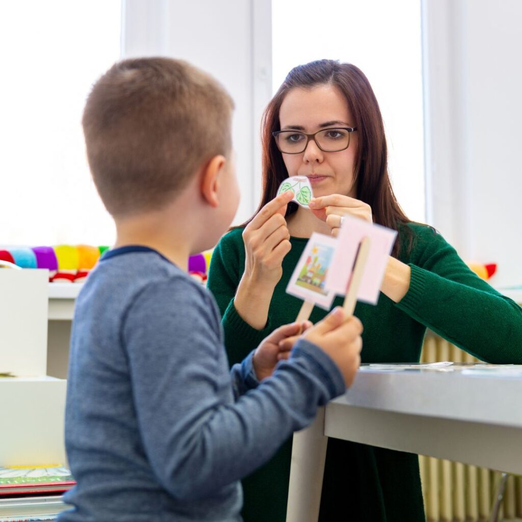 Child speech therapy session for early developmental support